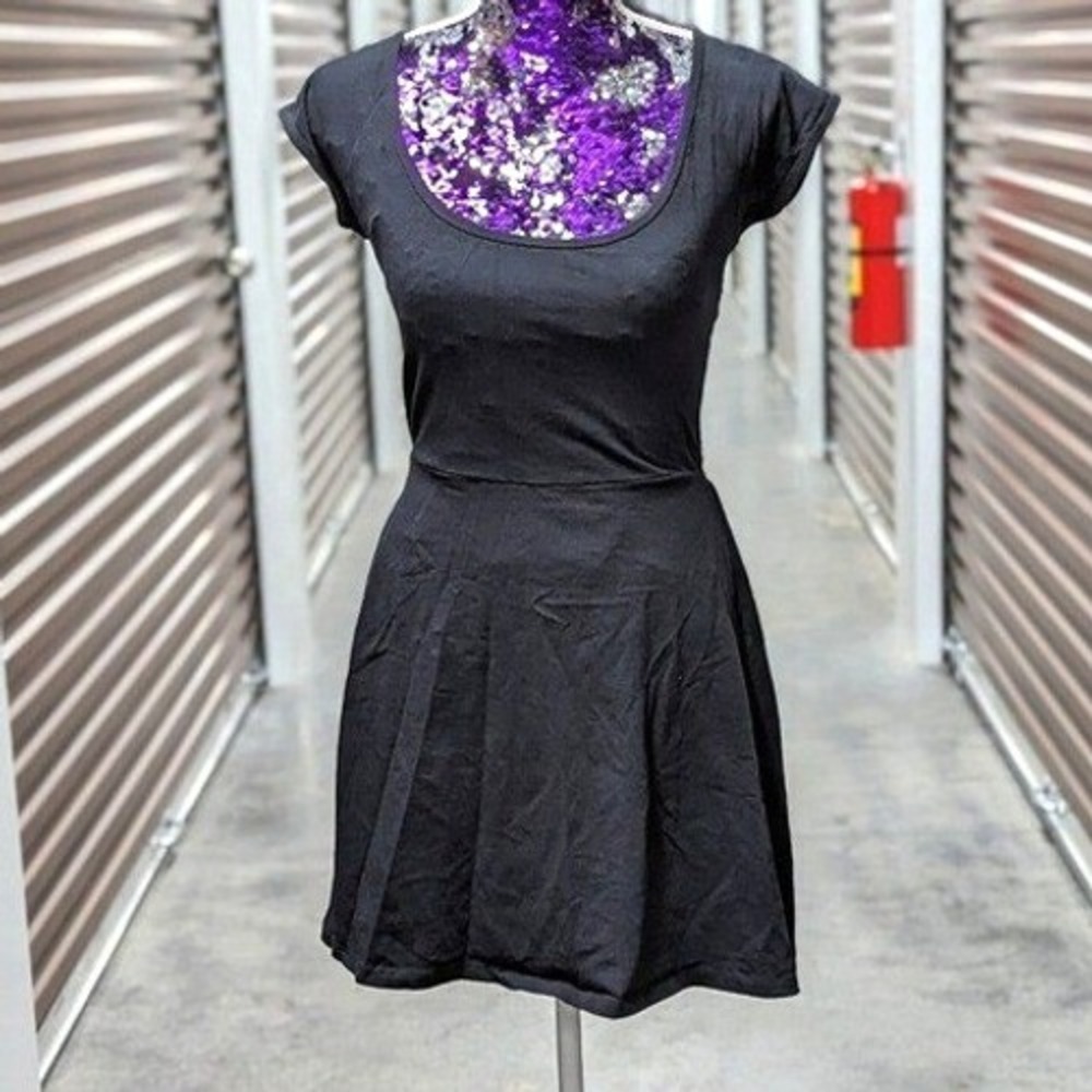 Dark Academia Whimsigoth Open Back Lace Mini Little‎ Black Dress Garage M
